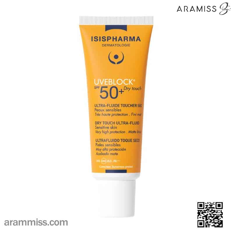 فلوئید ضد آفتاب بی رنگ درای تاچ یووی بلاک آیسیس فارما SPF50 فلوئید ضد آفتاب بی رنگ درای تاچ یووی بلاک آیسیس فارما SPF50