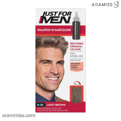 شامپو رنگ مردانه H-25 رنگ قهوه ای روشن جاست فور من Just For MEN Shampoo In Hair Color H 25 LIGHT BROWN