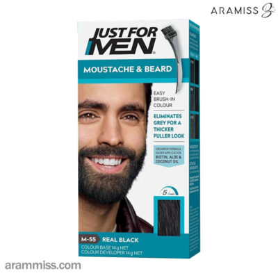 کیت رنگ مو و ریش جاست فورمن شماره M-55 رنگ مشکی طبیعی Real Black M-55