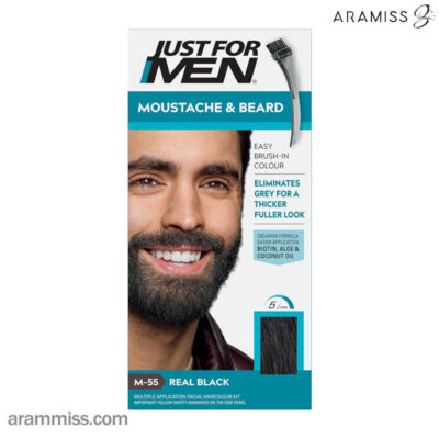 کیت رنگ مو و ریش جاست فورمن شماره M-55 رنگ مشکی طبیعی Real Black M-55