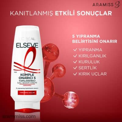 نرم کننده ترمیم کننده موهای آسیب دیده لورال مدل Elseve Komple Onarıcı 5 ساخت ترکیه